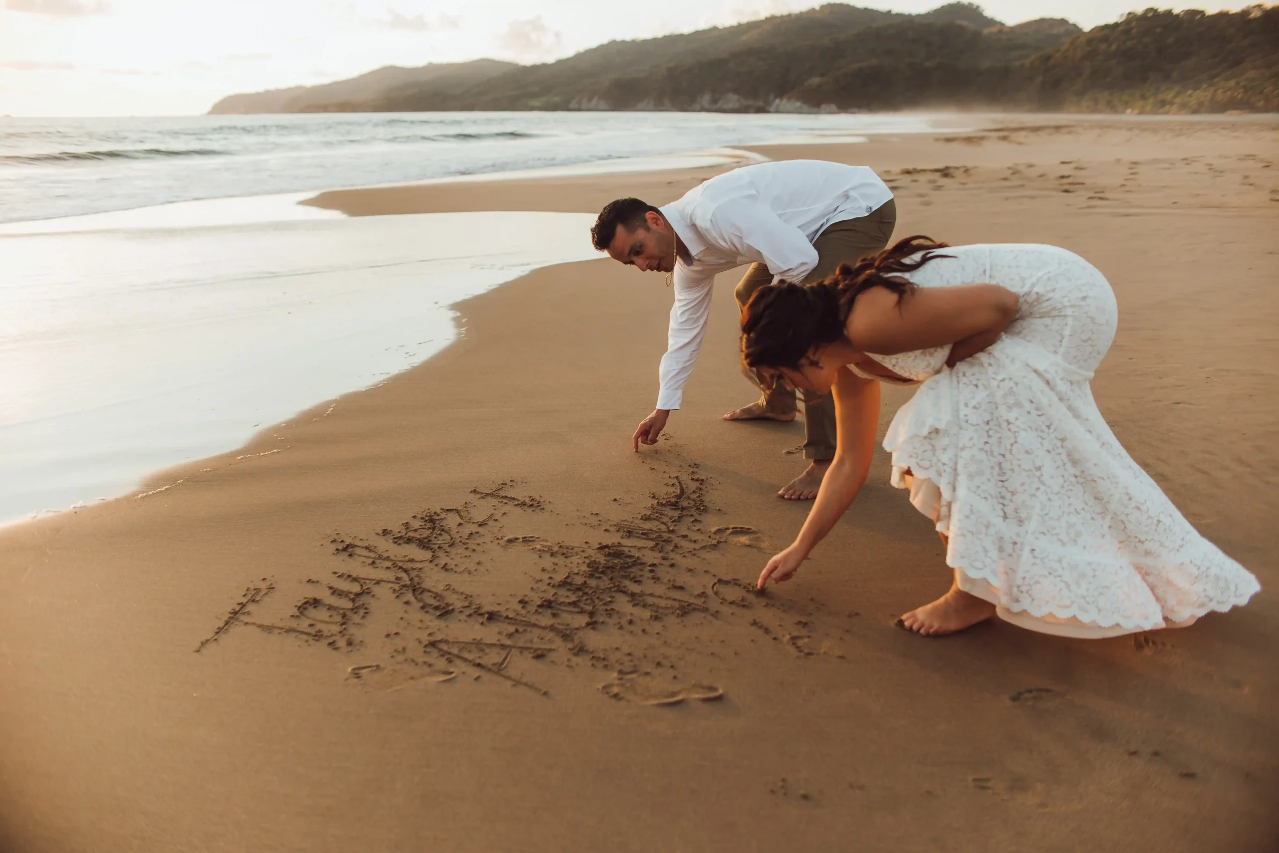 Couple enjoying unique Mexico elopement ideas at sunset
