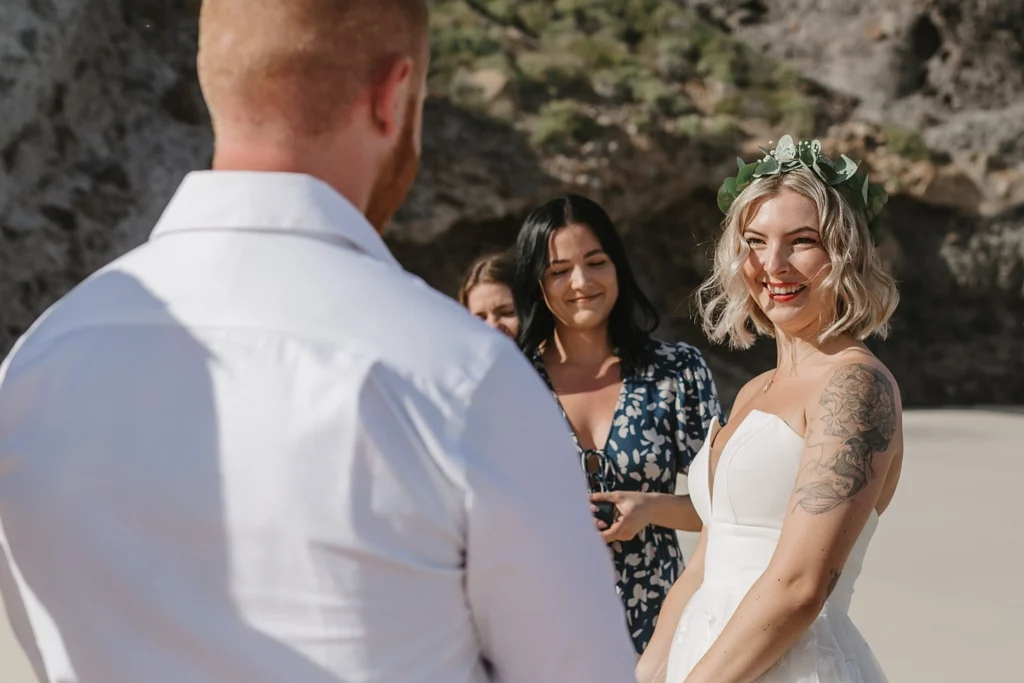 couple eloping in balandra beach in la paz Baja California Sur. 
