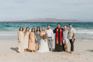couple and family portrait after their elopement ceremony. 