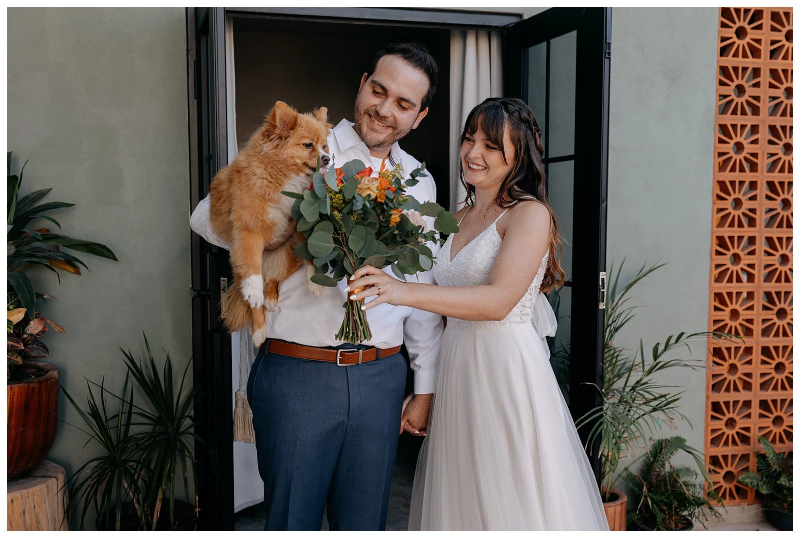 Loreto-elopement-photographer bride and groom at their Airbnb before then head over to the beach and elope in mexico.