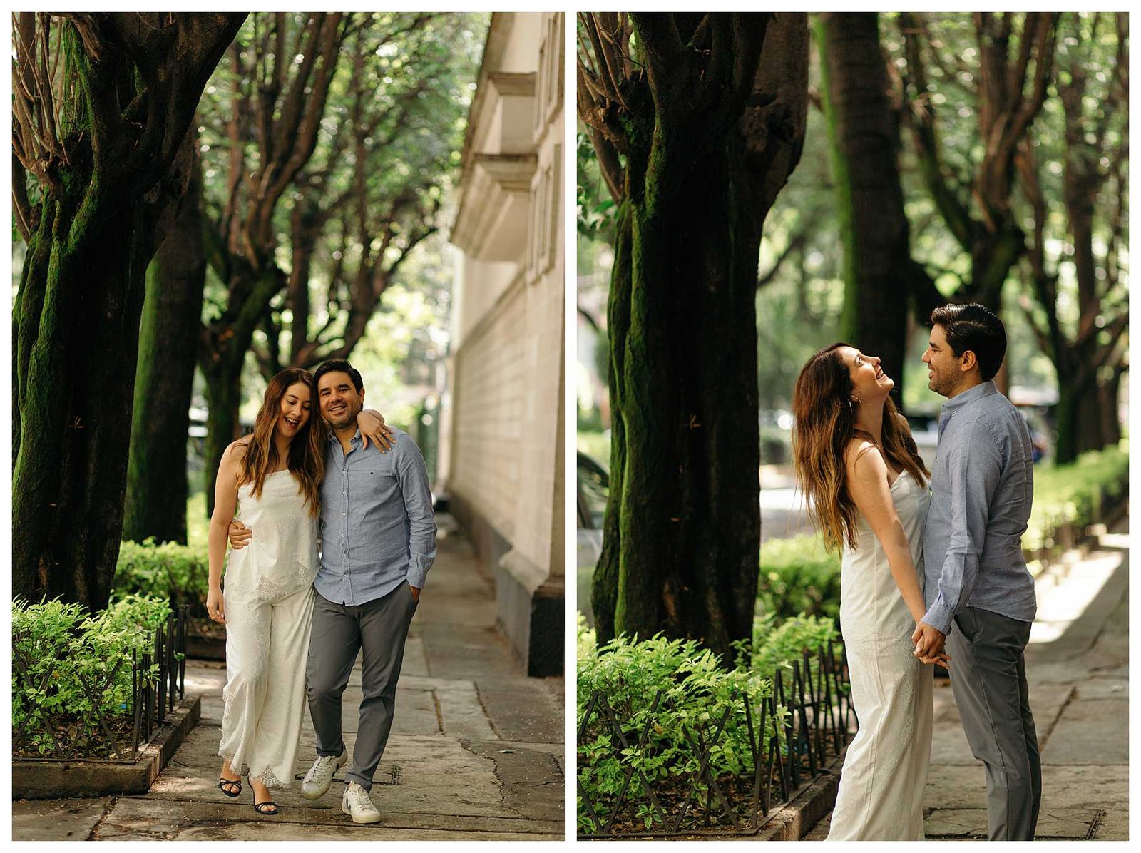 couple walking together  holding hands in Mexico City. 
